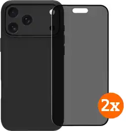 Coolblue BlueBuilt Back Cover iPhone 17 Pro Max Zwart + Privacy Filter Screenprotector Duo Pack aanbieding