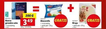 Lidl Noorse Gerookte Zalm, Mozzarella, Wraps aanbieding