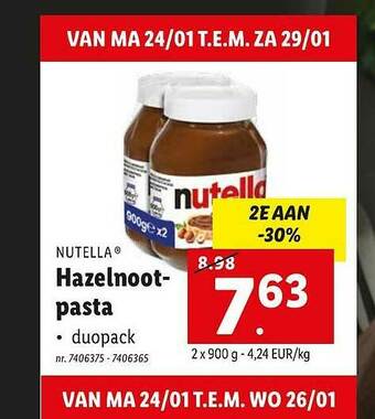 Lidl Nutella Hazelnoot Pasta aanbieding