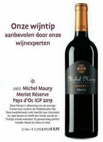 Bofrost Michel maury merlot réserve pays d`oc igp aanbieding