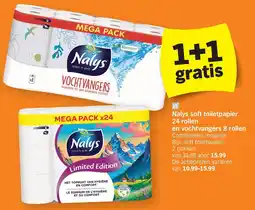 Albert Heijn Nalys soft toiletpapier 24 rollen en vochtvangers 8 rollen aanbieding