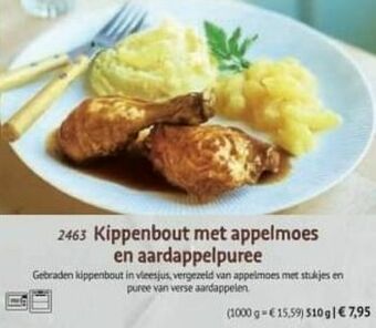 Bofrost Kippenbout met appelmoes en aardappelpuree aanbieding