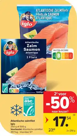 Carrefour Atlantische zalmfilet Iglo aanbieding