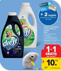 Carrefour Vloeibaar wasmiddel, wasverzachter en booster Dreft aanbieding
