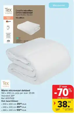 Carrefour Tex home warm microvezel dekbed aanbieding