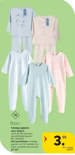Carrefour Tex Basic 1-delige pyjama voor baby's aanbieding