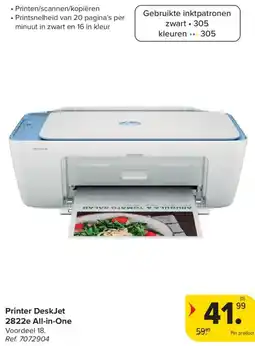 Carrefour Hp Printer DeskJet 2822e All-in-One aanbieding