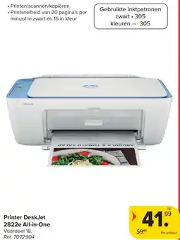 Carrefour Hp Printer DeskJet 2822e All-in-One aanbieding