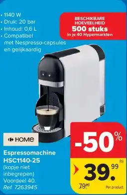 Carrefour Home Espressomachine HSC1140-25 aanbieding