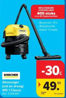 Carrefour Karcher Alleszuiger WD 1 Classic aanbieding
