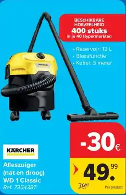 Carrefour Karcher Alleszuiger WD 1 Classic aanbieding