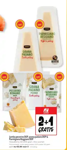 Jumbo Jumbo pecorino DOP, grana padano DOP & Parmigiano Reggiano DOP aanbieding