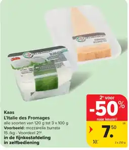 Carrefour Kaas L'Italie des Fromages aanbieding