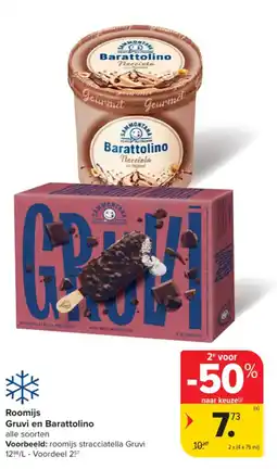 Carrefour Roomijs Gruvi en Barattolino aanbieding