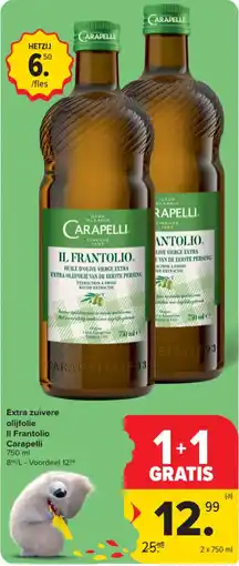 Carrefour Extra zuivere olijfolie II Frantolio Carapelli aanbieding