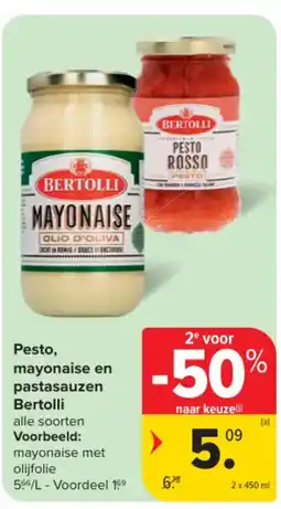 Carrefour Pesto, mayonaise en pastasauzen Bertolli aanbieding
