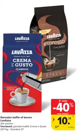 Carrefour Gemalen koffie of bonen LavAzza aanbieding