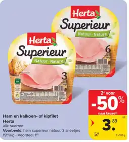 Carrefour Ham en kalkoen of kipfilet aanbieding