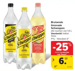 Carrefour Bruisende limonade Schweppes aanbieding