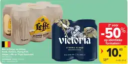 Carrefour Bier in flesjes en blikjes Kwak, Victoria, Flying Fish, blikjes Leffe en Tripel Karmeliet aanbieding