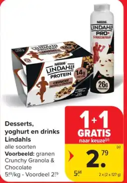 Carrefour Lindahls Desserts, yoghurt en drinks aanbieding