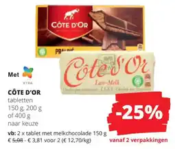 Spar Côte d'or tabletten aanbieding