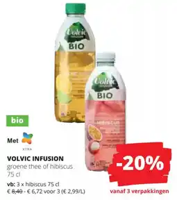 Spar Volvic infusion groene thee of hibiscus aanbieding