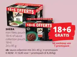 Spar Sheba mini filets pouch 18+6 of sauce aanbieding