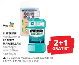 Spar Listerine mondwater of le petit marseillas douchegel aanbieding