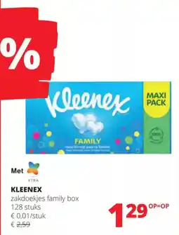 Spar Kleenex zakdoekjes family box aanbieding