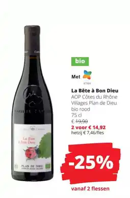 Spar La Bete Bon Dieu AOP Côtes du Rhône Villages Plan de Dieu bio rood aanbieding