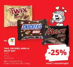 Spar Twix, snickers, mars of milky way aanbieding