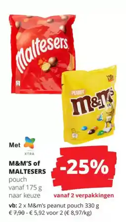 Spar M&m's of maltesers pouch aanbieding