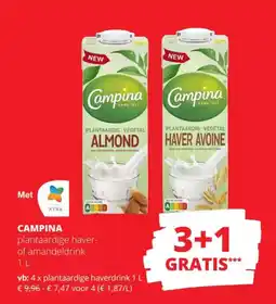 Spar Campina plantaardige haver of amandeldrink aanbieding