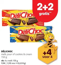 Spar DÉLICHOC melk 150 g aanbieding