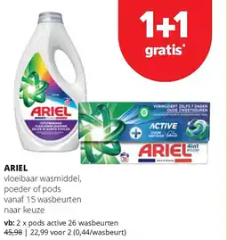 Spar ARIEL pods active 26 wasbeurten aanbieding