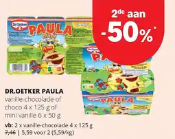 Spar DR.OETKER PAULA vanille-chocolade 4 x 125 g aanbieding