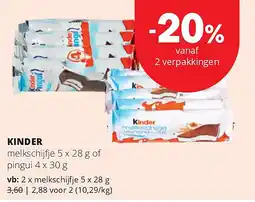 Spar KINDER melkschijfje 5 x 28 g aanbieding