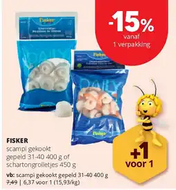 Spar FISKER scampi gekookt gepeld 31-40 400 g aanbieding
