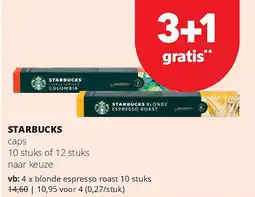 Spar STARBUCKS blonde espresso roast 10 stuks aanbieding