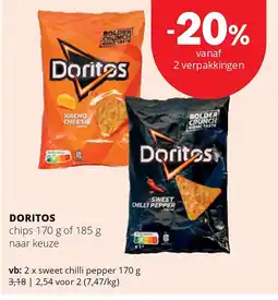 Spar DORITOS sweet chilli pepper 170 g aanbieding