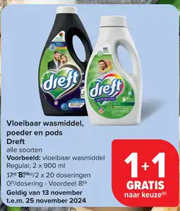 Carrefour Dreft Vloeibaar wasmiddel, poeder en pods aanbieding