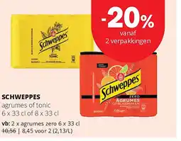 Spar SCHWEPPES agrumes zero 6 x 33 cl aanbieding