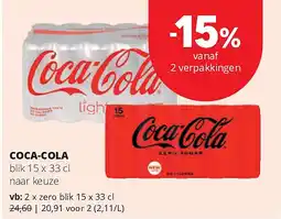 Spar COCA-COLA zero blik 15 x 33 cl aanbieding