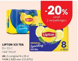 Spar LIPTON ICE TEA original 8 x 33 cl aanbieding