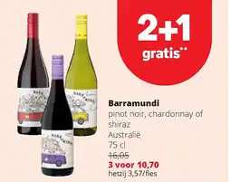 Spar Barramundi pinot noir, chardonnay of shiraz Australië 75 cl aanbieding