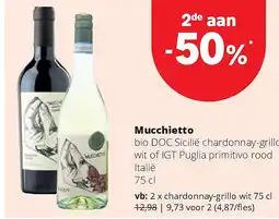 Spar Mucchietto chardonnay-grillo wit 75 cl aanbieding