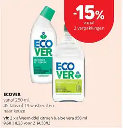 Spar ECOVER afwasmiddel citroen & aloë vera 950 ml aanbieding