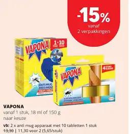 Spar VAPONA anti mug apparaat met 10 tabletten 1 stuk aanbieding