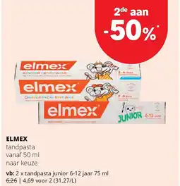 Spar ELMEX tandpasta junior 6-12 jaar 75 ml aanbieding